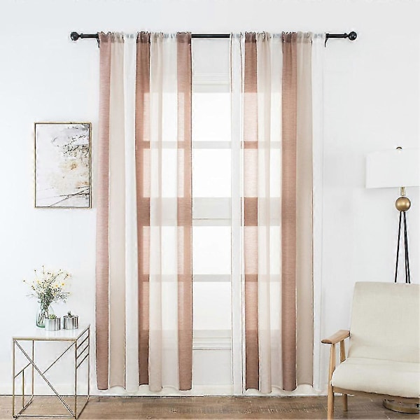Fönstergardin Randig 100x200cm Tyll Voile Mode För Hem Kök Rum Sovrum Green blue