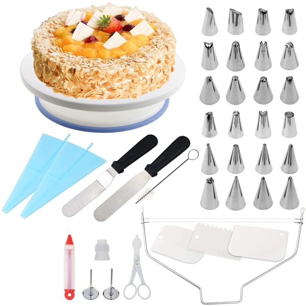 Cake Turntable Stand, Cake Turntable, Cake Decorating Turntable with Icing, Icing Bag and Tip Set, Icing Spatula and Smoother, Pastry Tool