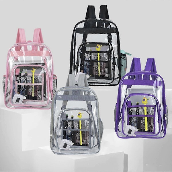 Genomskinlig ryggsäck Vattentät Transparent Bokväska Casual Daypack Se Genom Skolväska För Barn, flickor, pojkar, tonåringar, vuxna Pink Large