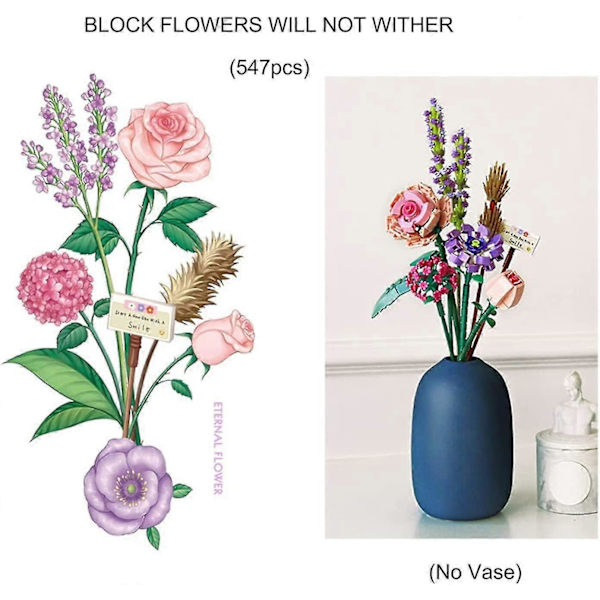 Blomsterbuket Byggeklodser, Voksen Kunstig Buket, Kunstige Blomster, Blomsterbuket DIY Byggelegetøj Kunstig plante (547 stykker) 1659, facing the sun all the way