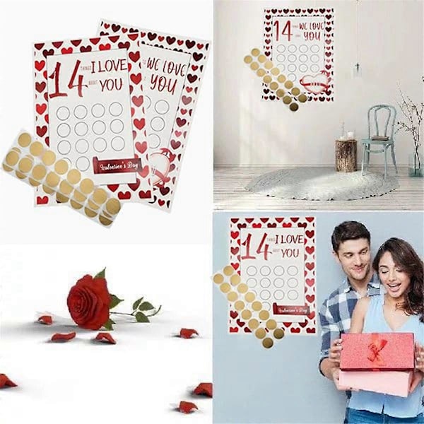 14 Ting Scratch Off Kalender Valentinsdag Nedtælling Håndværk til Børn, Tilpasset Datter
