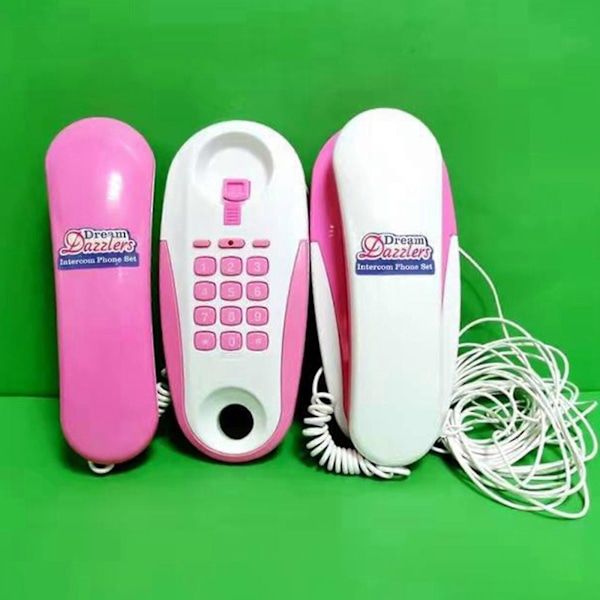 Barnelek Telefon Intercom, Barnelek Telefon Intercom Leke med Ekte Ringelyder, 7 Meter Telefonledning
