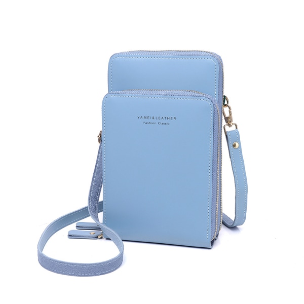 Cell Phone Crossbody Bag for Women - Small PU Leather Purse for Women with Card Slots and Zipper and Strap blue