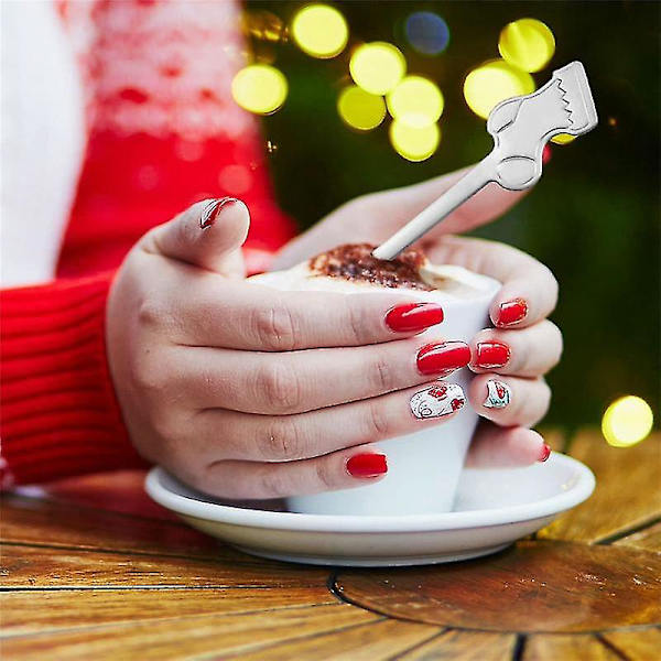 16 stk. Julepynt til hjemmet Rustfrit Julekaffeskeer Dessert Skeer Spisebestik Køkken N