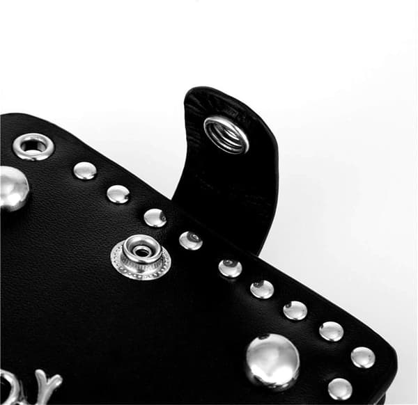 Läder Cool Punk Gotisk Western Skelett Biker Plånbok Kopplingsväska Med Kedja Män