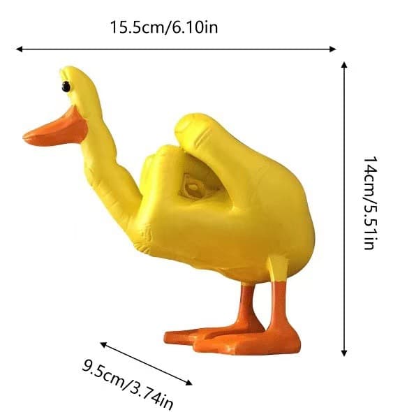 Andefigur i Resin med Midtfinger, Dekorasjon Yellow