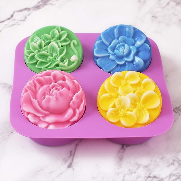 Silikonform för tvål i blomform, form för hemlagad tvål, muffins, puddingar