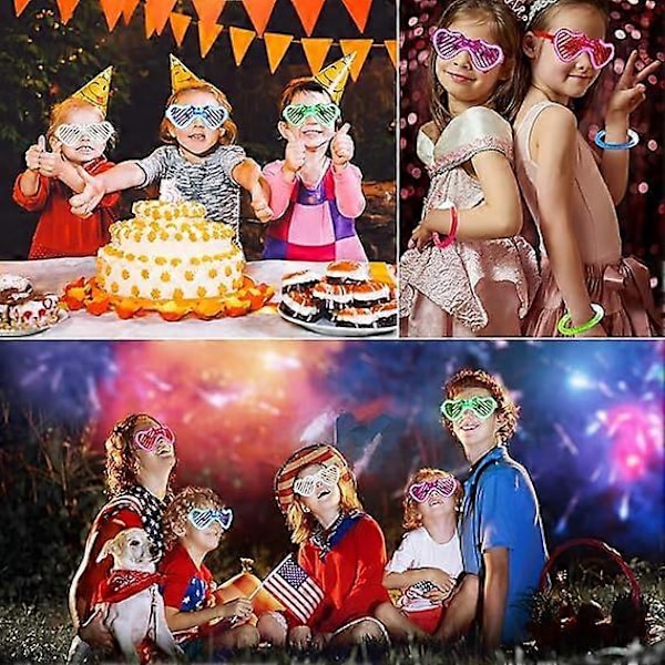 10-pack Glow-in-the-Dark Partytillbehör - LED-glasögon i hjärtform för jul, födelsedag, rave, konsert, halloween