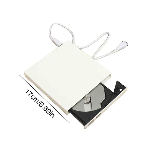 Ekstern CD/DVD-drev til bærbar computer, USB 2.0 Ekstern DVD-drev Bærbar DVD-afspiller White