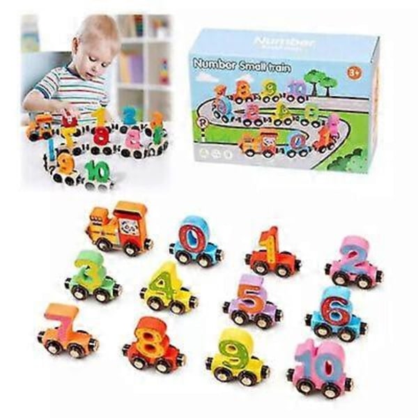 Magnetisk Digitalt Tog Byggeklodser Samling Bil Pædagogisk Børn Træ knot magnetic digital train 11 pcs