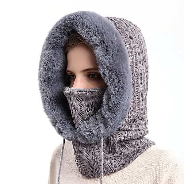 Vinterlue Utendørs Ridning Hodeplagg Kald Skilue Varm Skjerf Maske En Kald Ermelue Gray