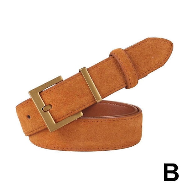 Retro Mockabälte Dam Jeansbälte Kvinnor Mode Klänningsbälte med Guldspänne Brown