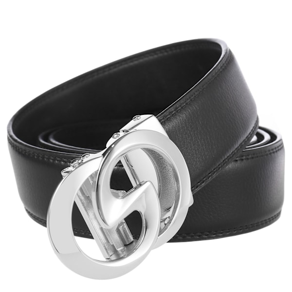 Lyxigt Vintage GG Bälte H Spänne Herr Dam Äkta Läder Klänningsrem Dubbel G Bälte Chrome buckle + black belt 110cm-130cm