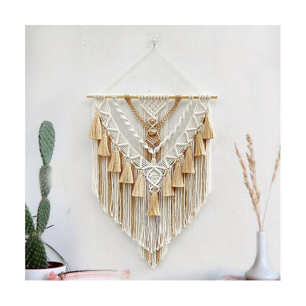Håndvævet farverig makrame vægophæng ornament boho håndværk dekoration smuk gobelin til stue