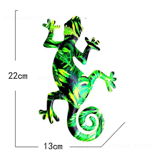 Med krog Øgle vægkunst dekoration skulptur hængende metal Gecko statue gave små håndværk A05