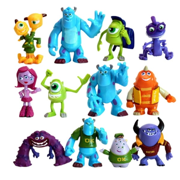 12pcs Set 2-2.3 Inch Cute Cartoon Mini Figures PVC Pi-xar Monsters Inc. Monsters Figure Collection for Kids
