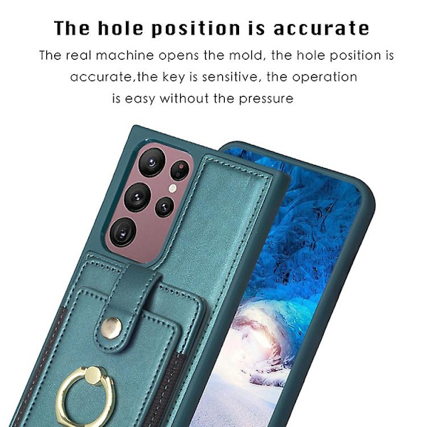 Mobiltelefonetui til Samsung Galaxy S22 Ultra 5g Bf27 Metal Ring Kortlomme Holder Green