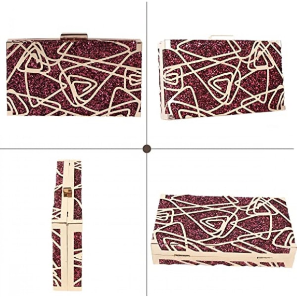 Women Lattice Pattern Metal Handbag Chain Geometric Evening Clutch Purse, W-gold A916-573 B