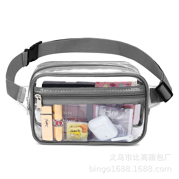 Genomskinlig PVC-väska Transparent Strandväska Crossbody-väska Midjeväska Konsertväska grey