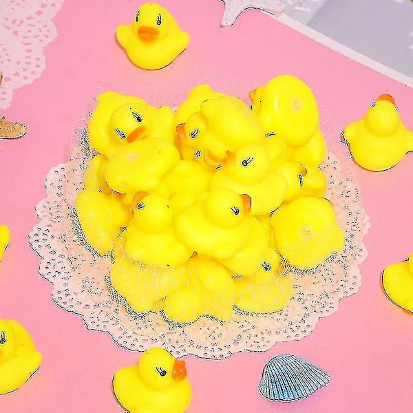 Badeand Toy 50 stk Gule Gummiande Kvæk og Flyd Andunger Babyshower Legetøj Fest Dekoration