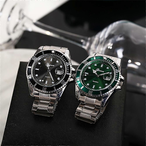 Herre Luksus Militær Rustfrit Stål Dato Sports Quartz Analogt Armbåndsur blue