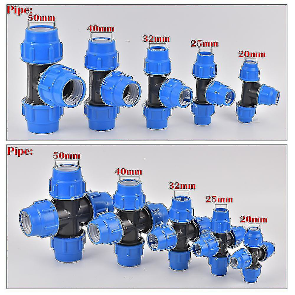20/25/32/40/50mm PVC PE Rørkran Vanndeler Plastventilkobling Hage Jordbruk Vanning Vannrør Slangeforbindelse Tilbehør End connector 40mm