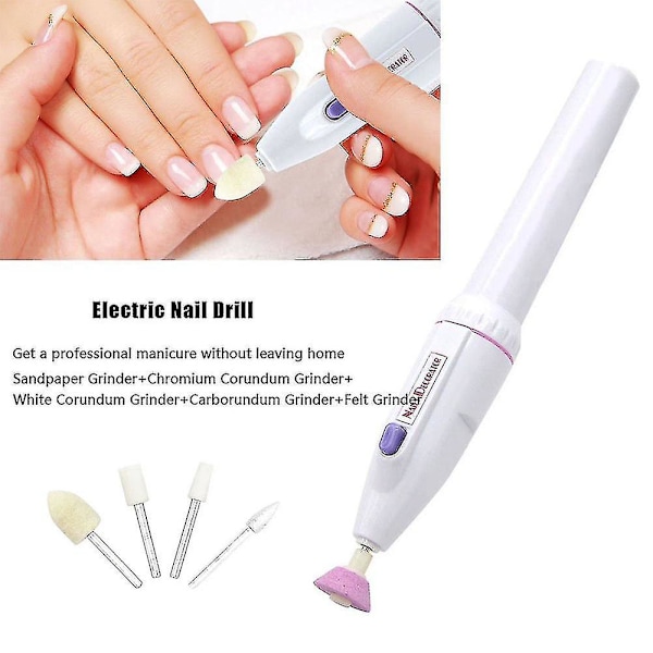 Elektrisk nagelfräsmaskin, nagelkonstfil, elektrisk nagelsats, bärbar nagelbuffert, nagelslipningssats, multifunktionell naturlig tånagelpolerare