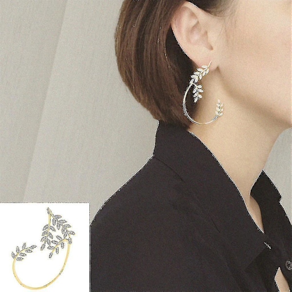 Blad Wrap Øreringe Hypoallergeniske Delikate Crawler Cuff Stud Guld Kvinder Gave