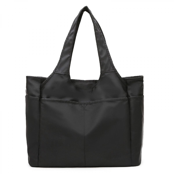 Bærbar dametaske Casual Multi-lomme Rejsetaske med stor kapacitet Yogataske Strandtaske Vandafvisende sort