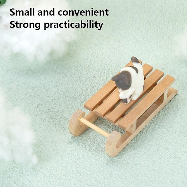 10-1stk Mini Simulering Snø Sled Håndlaget Tre Sleigh Desktop Craft Hjem Decor Snø Sled Ornament Luktfri for Dukkehus   Fingerferdighetsspill 8pcs