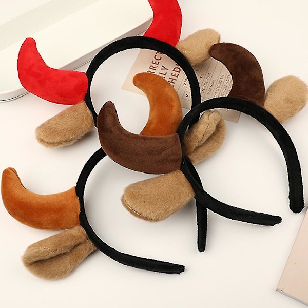 Korean Style Plussi Lehmän Korvat Ja Sarvet Pääpanta Hauska Eläin Cosplay Hiushuivi Halloween Festivaali Teemajuhlat Hieno Pukeutuminen Pääasu Orange
