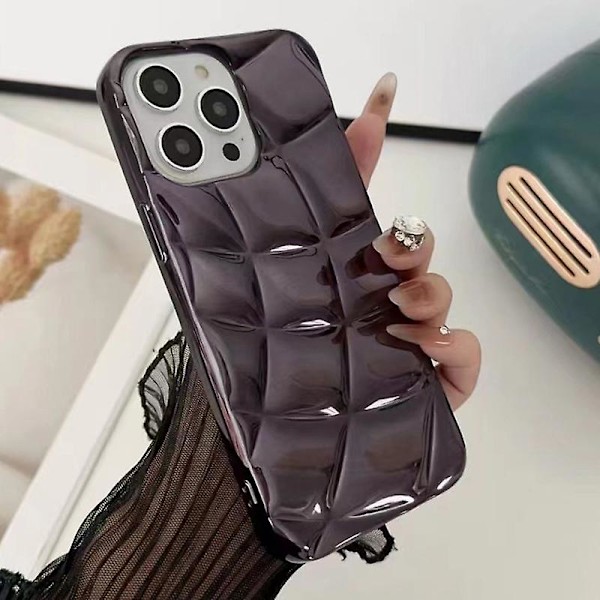 For iPhone 15 Pro TPU-puhelinkotelo, rombikuvion muotoilu, galvanoitu suojakotelo Black