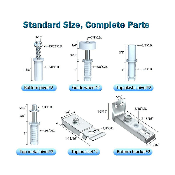 4 stk. Dobbelt-Dørhængsler Dobbelt-Dør Hardware Reparationskit Skydedørs Kit Foldbar Lommedør