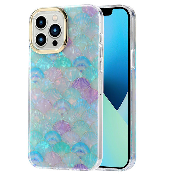 Til iPhone 13 Pro Etui Galvanisering Linse Ramme PC+TPU IMD Telefon Cover Y7 Blue Shell