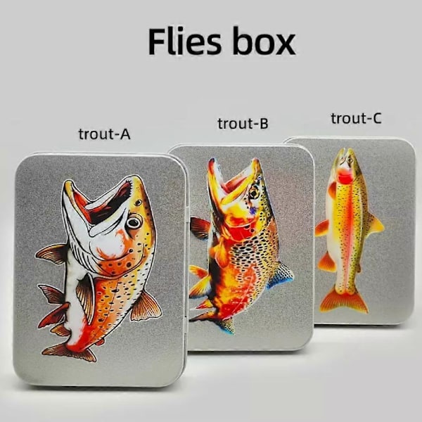 Flueboks, ørretfluekrokboks, dobbeltsidig flueboks, flueboks, fluefiske agntilbehør trout B