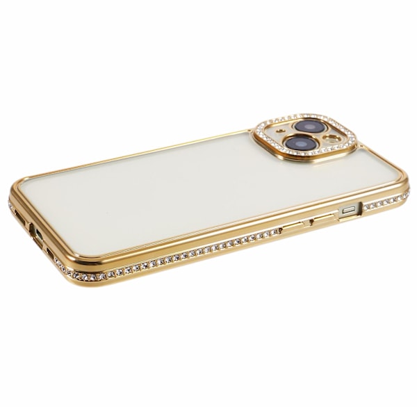Suojakuori iPhone 14:lle, koristeelliset strassit, ohut TPU-puhelinkotelo Gold
