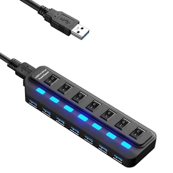 Usb2.0 Hub Multi-port Usb3.0 Højhastighedsoverførsel 7-port Hub Splitter