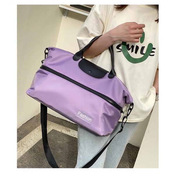 Large Capacity Travel Bag Waterproof Sport Pouch Fashion Multifunctional Handbag Black (purple)