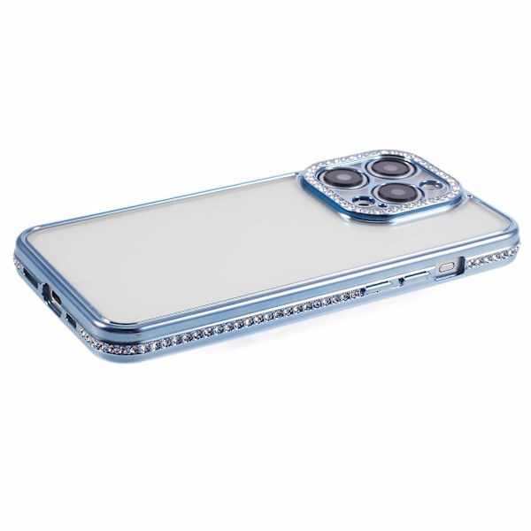 Skal till iPhone 13 Pro Max med strasslinsram i mjuk TPU Blue