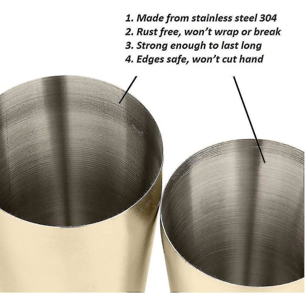 Ruostumattomasta teräksestä valmistettu tukeva ja kestävä Cocktail Cup Shaker Bar kotikeittiötyökalu (titaanikultainen)