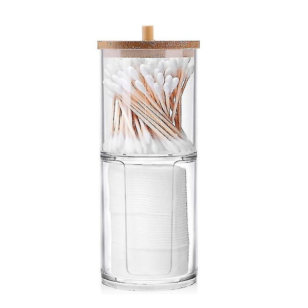 Makeup Bomulds Pude Organizer Badeværelse Opbevaringsboks Til Bomulds Pinde Kosmetik Smykker Makeupfjerner Pude Beholder Med Bambuslåg A C