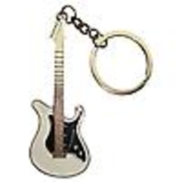 Bassin and Brown Guitar Key Ring - valkoinen