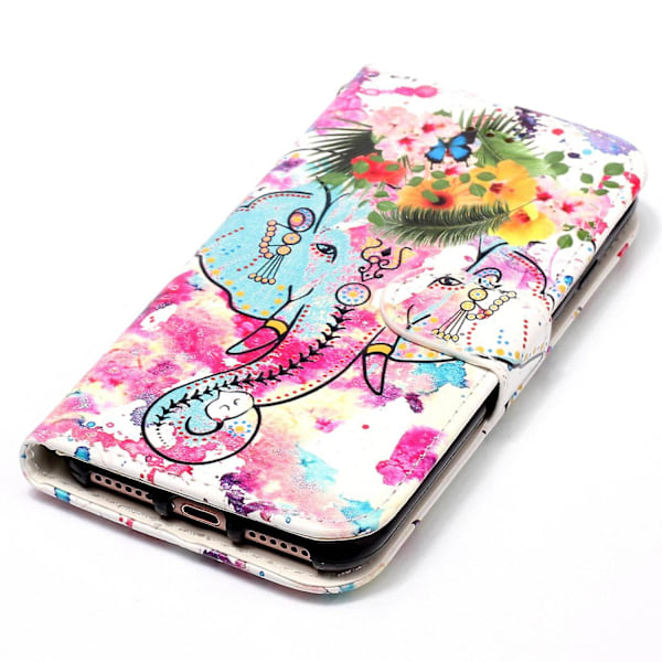 För Oppo A79 5g / A2 5g Fodral Pu Läder+tpu Mönster Tryckt Flip Stativ Telefon Skydd Flower Elephant