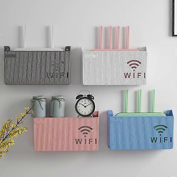 Trådlös Wifi-routerhylla Förvaringslåda Väggmonterad ABS-organisatör Vit