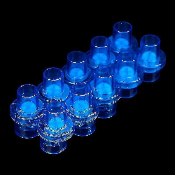 10pcs/set Disposable One-way Cpr Mask Training Valves Mouthpieces Micromask Blue