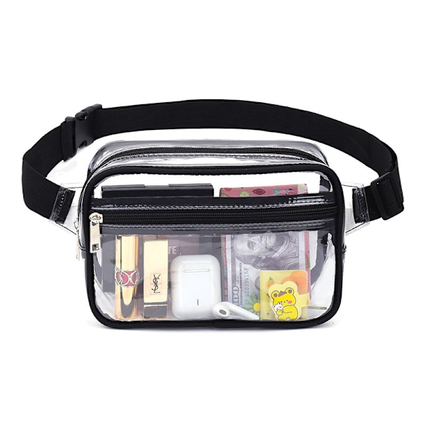 Genomskinlig PVC-väska Transparent Strandväska Crossbody-väska Midjeväska Konsertväska black