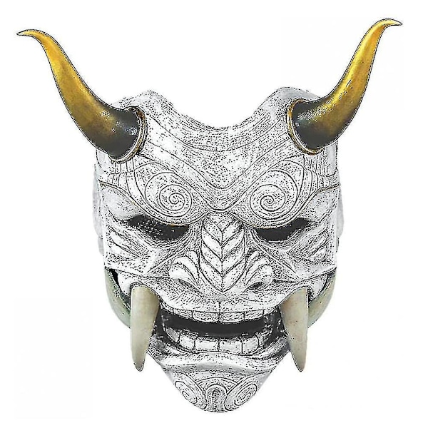 Samurai Oni Maske Japansk Hannya Hodeplagg Maske Halloween Cosplay Fint Antrekk Fest Rekvisitt Grey