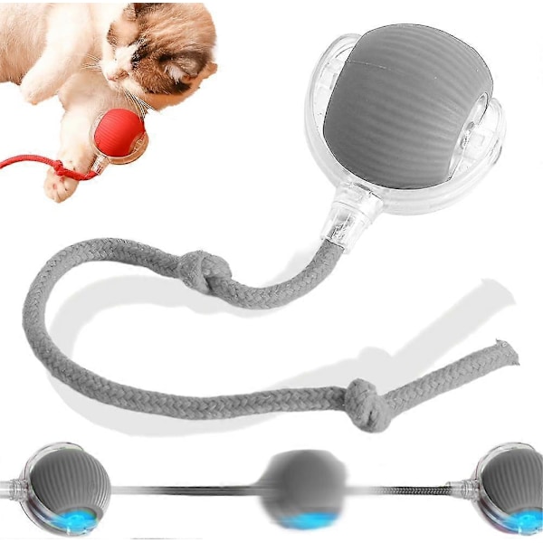 Interaktiv Rullande Hundboll Smart Automatisk Självrullande Bollleksak Elektriska Hundbollar för Hund/Katt Grey