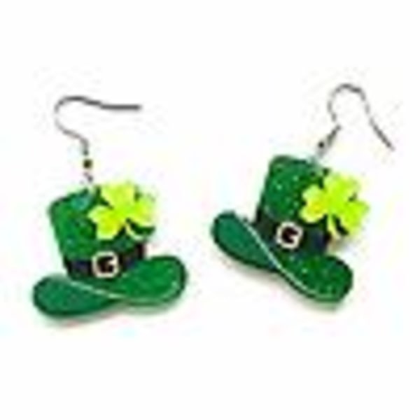 St.Patrick's Day Irish Green Clover Magic Hat Örhängen för kvinnor Presenter