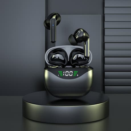 Bluetooth 5.1 hovedtelefoner, LED-display, trådløse øretelefoner